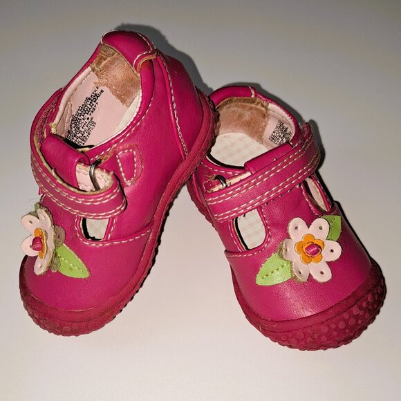 Jumping Beans Other - Jumping Beans Mini Dani Pink Flower Mary Jane Infant Girls Size 2 Shoes EUC
